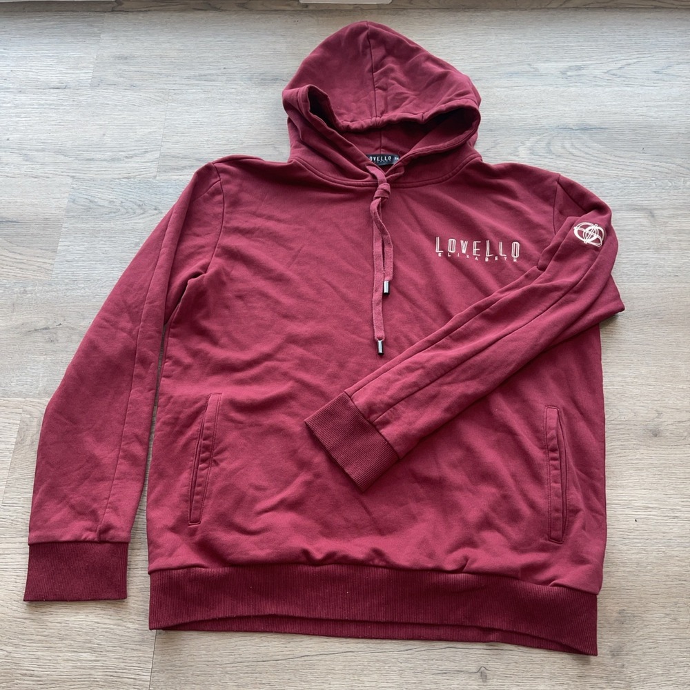 Lovello Elizabeth Burgundy Pullover Hoodie Sweatshirt Size 3XL Embroidered Logo